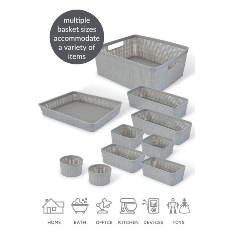 Bac de rangement Rebrilliant Nyeisha, Gris