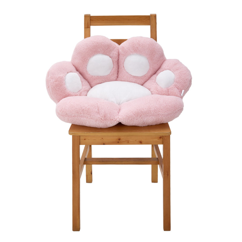 Cat's Paw Thickened Semi-Wrap Plush Chair Cushion, Pink