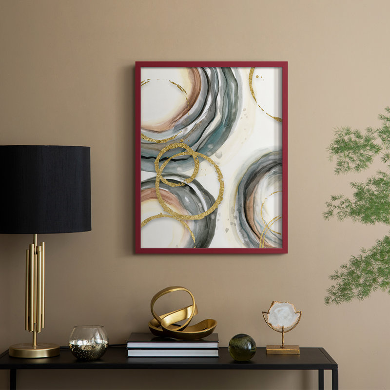 «Gold Elasticity I», reproduction encadrée - bois massif, 21" H x 17" W, Red