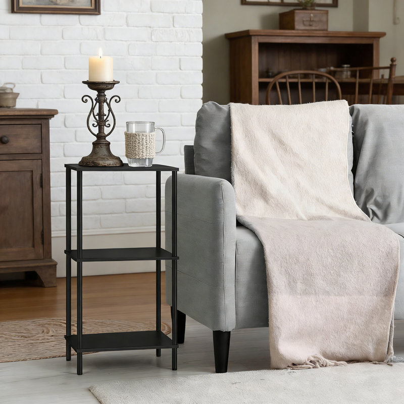 Table de bout haute à 3 niveaux avec rangement, table d'appoint à cadre en métal d'une hauteur de 31,6 pouces pour les petits espaces, table de chevet polyvalente pour le salon, la chambre à coucher, le vestibule, la cuisine et la salle de bain