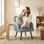  Lounge Chair Velvet Upholstered Spring Cushion Cream White-96466179-96466238