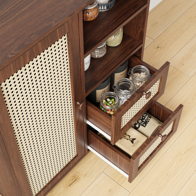 Anaiz Solid Wood Rectangle Accent Cabinet with Storage Drawer