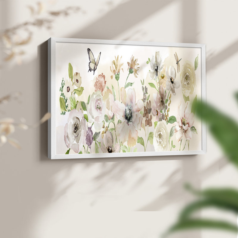 Paris Garden Blush -Framed Print - Restickable, 8" H x 10" W, White