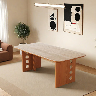 Table de salle à manger crème en bois de frêne beige