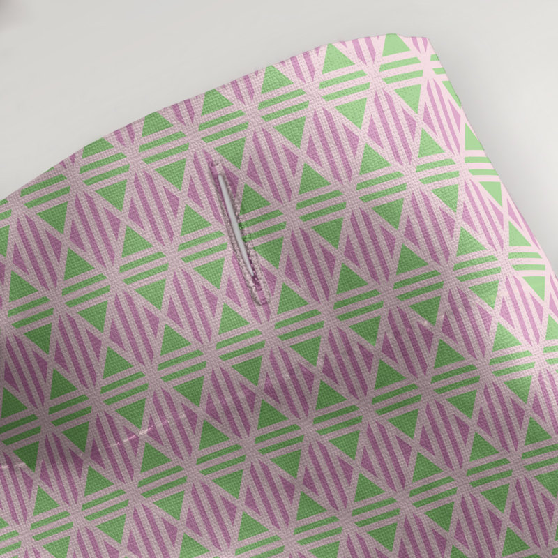 Rideau de douche simple à motif de losanges doublé classique, Rose / Vert