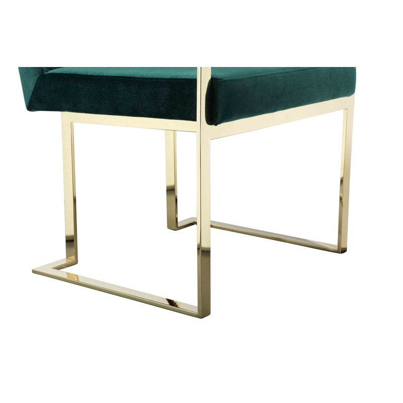Chaises de salle à manger avec accoudoirs d'intérieur en velours Pangea Home Dexter, Velours vert / or