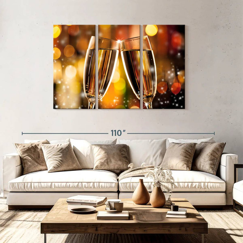 Yarlin Champagne Glasses Clinking, 48" H x 74" W