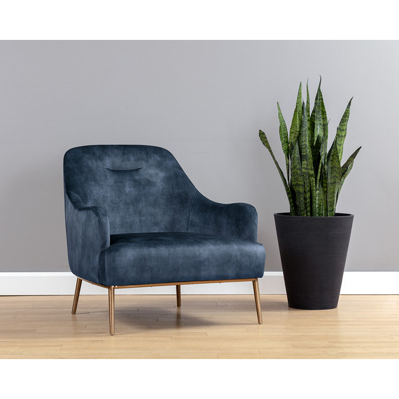 Cameron Lounge Chair, Blue Polyester