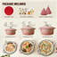 Cocotte en fonte émaillée 7 pte avec couvercle et accessoires - Batterie de cuisine rose pour la cuisson, le rôtissage et les ragoûts-120199019-120199024