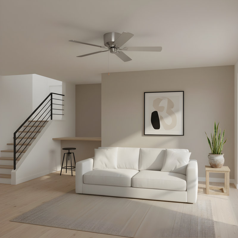Generation Lighting Fan Linden 52 Hugger Indoor Ceiling Fan with Silver blades and Handheld Remote, Silver, Brushed Steel