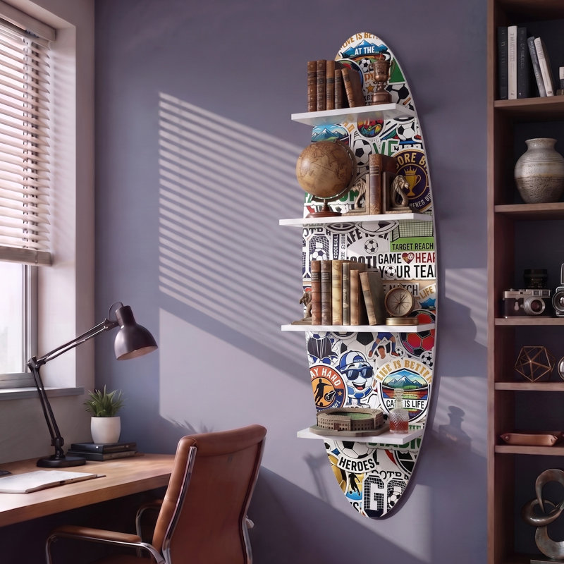 Étagère murale de surf de 52 pouces de haut avec surface imprimée