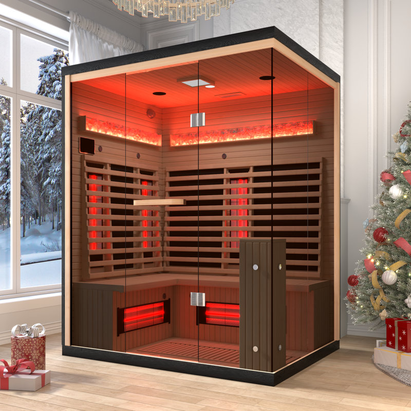 Erommy 3-4 Person Indoor Bluetooth Compatible Far Infrared Sauna In Hemlock