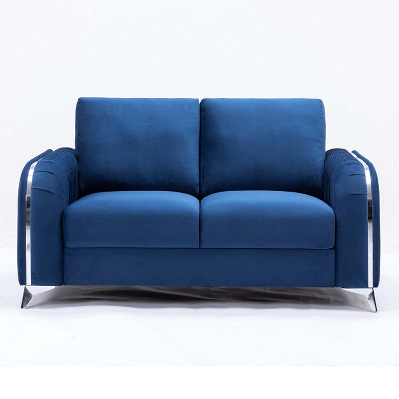 Causeuse 59 po Wenona, velours bleu, Bleu