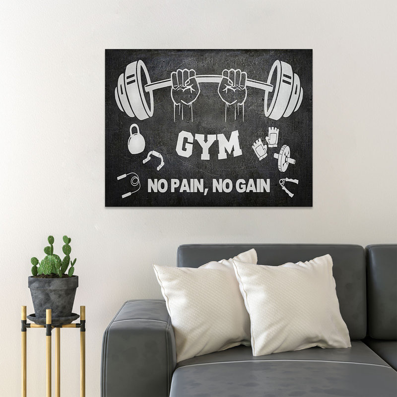 «Gym Studio Tools - No Pain No Gain», reproduction d'art graphique sur toile tendue, H 16 po x l 20 po x P 2 po