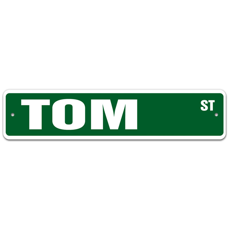 Plaque de rue en aluminium TOM, H 8 po x l 36 po x P 0,1 po