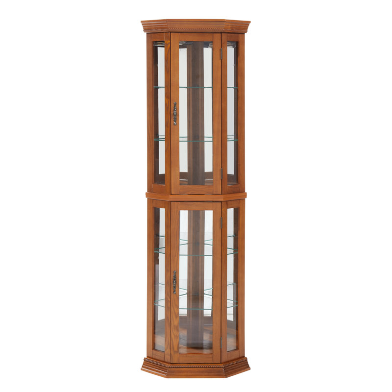 Vitrine d'angle avec lumières Bilyou , Chêne