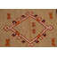 Tapis rouge / beige / brun en laine fabriqué à la main Kilim