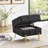 Black Entryway Bench With Scratch Leather Storage - Pet-, Golden Stainless Steel Legs, 22 Inches Pet- Legs-1915023109