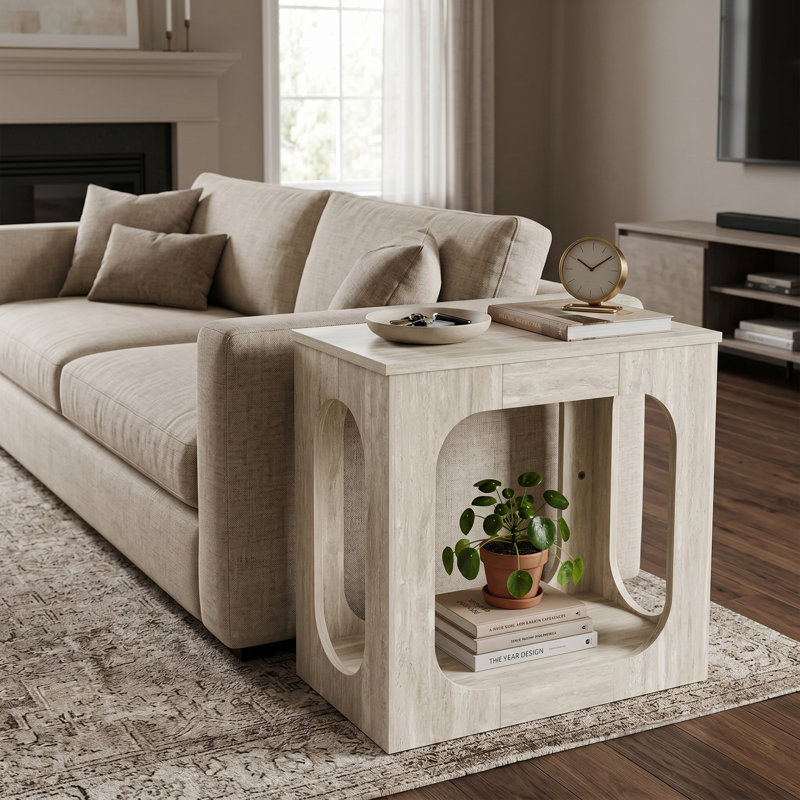 Table de bout avec tablette ouverte Inniss, Beige