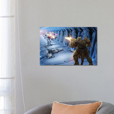Obozaya Gunning Down Robots - Wall Art Print - Wrapped Canvas