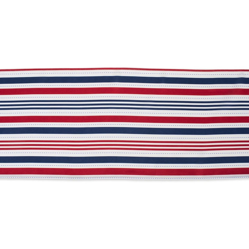 Chemin de table de la collection Patriotic Stripes, résistant aux taches et à l'eau, 14 x 108, rouge, blanc et bleu