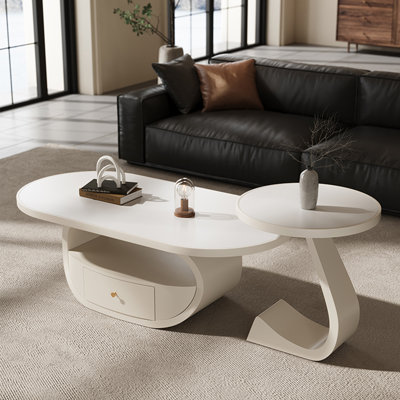 Table basse ovale en pierre frittée de style luxueux