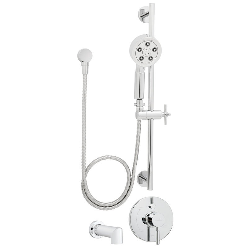 Neo Thermostatic and Pressure-Balanced Complete Shower System Tub and Shower Faucet, Polished Chrome