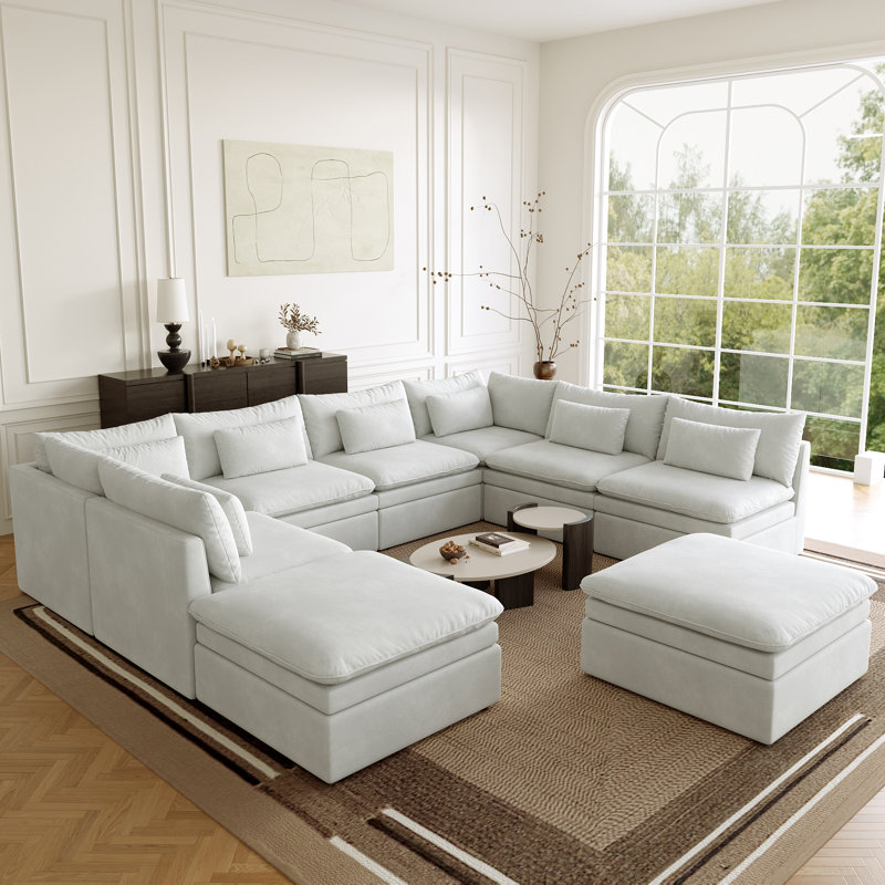 Canapé modulaire Laron, Polyester blanc