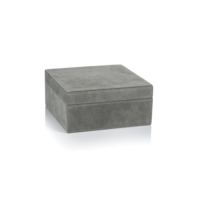 Boîte décorative en suède / panneau de fibres à densité moyenne Kadarian , Gris, H 4 po x l 8 po x P 8 po