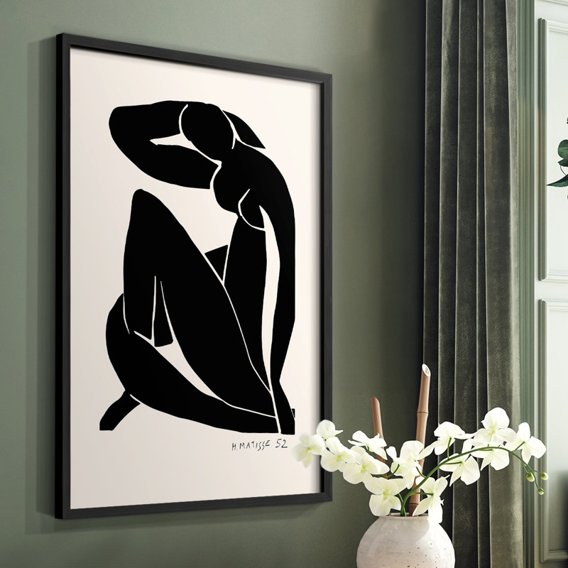 Matisse CCVII, reproduction encadrée - bois massif, Noir, H 28 po x l 22 po