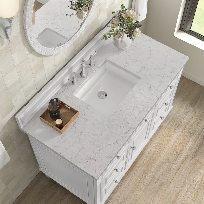 Lorelai 48'' W Single Vanity, Bright White, Eternal Jasmine Pearl