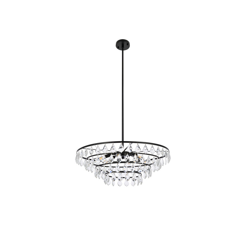 Lustre unique à 6 niveaux avec cristal Marina, Noir, H 58 po x l 28 po x P 28 po