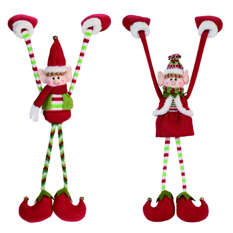 Polyester 25 in. Christmas Plush Elf Shelf Hanger Set of 2