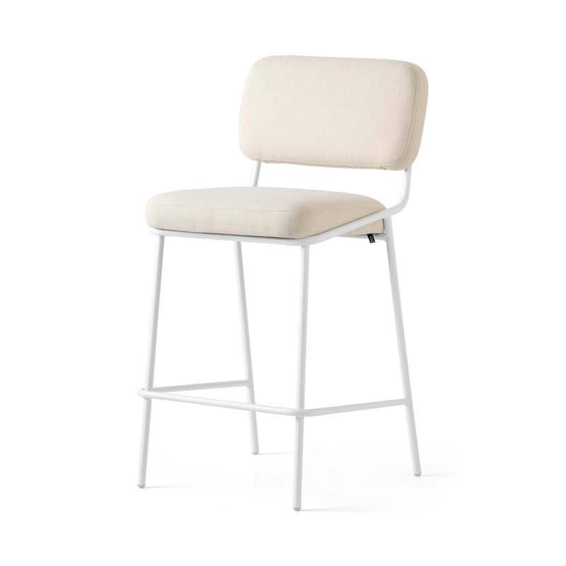 Sixty Upholstered Counter Stool with Metal Frame, Counter Stool (25.63" Seat Height), Painted Brass, Dark Forest Green