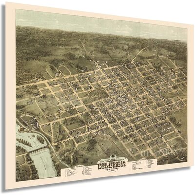 Vintage 1872 Columbia South Carolina Map Poster - Graphic Art Print on Paper -  HISTORIC PRINTS, ENMAP0268_1824