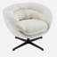 Chaise de bureau en chenille moderne, fauteuil club pivotant à 360 ° / fauteuil d'appoint avec coussin amovible, chaise de bureau ronde, base en métal noir, matériau en coton, salon, chambre à coucher, coin lecture, bureau (beige)-108845036