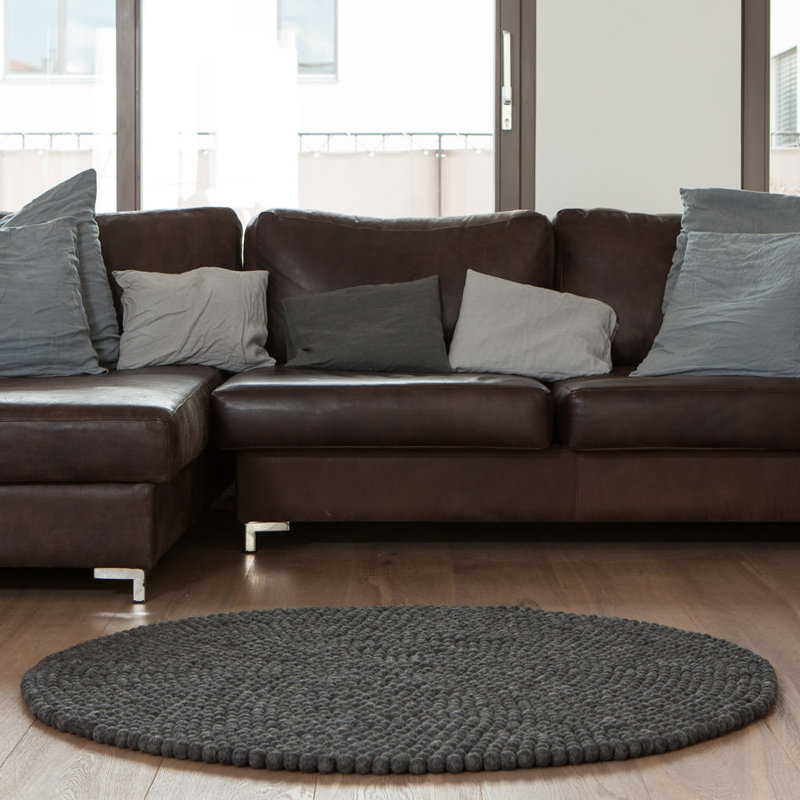 Round Northglenn Solid Colour Hand Woven 90cm X 2cm Area Rug