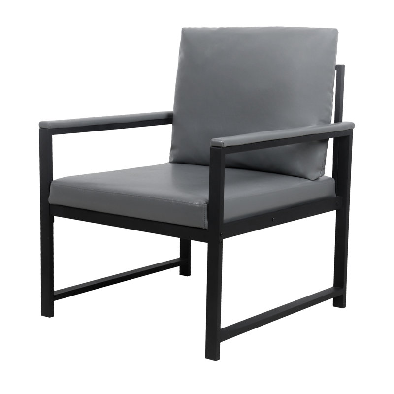 Chaise de salle d'attente en bois manufacturé avec structure en métal, Gris