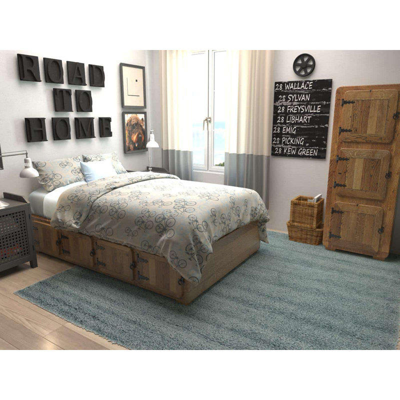 Tapis bleu ardoise Maron, Square 7'10", Slate Blue
