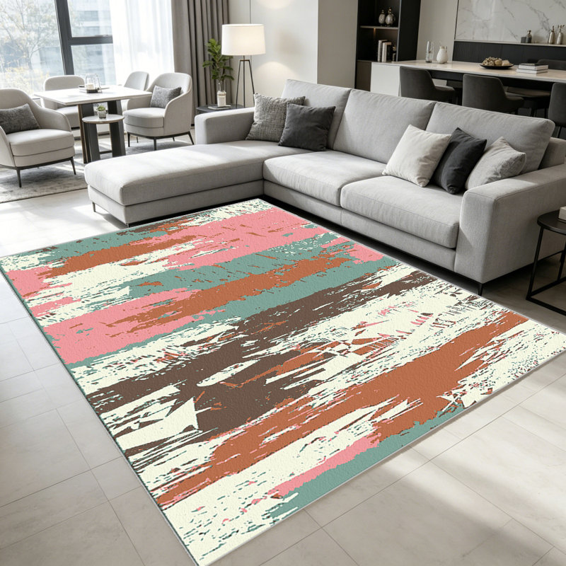 Pink Teal Abstract carpet-easy to clean, machine-washable, soft and comfortable; suitable for door mats, kitchens, living rooms, bedrooms, corridors, and laundry areas. Easy to clean, durable carpet for home decoration.