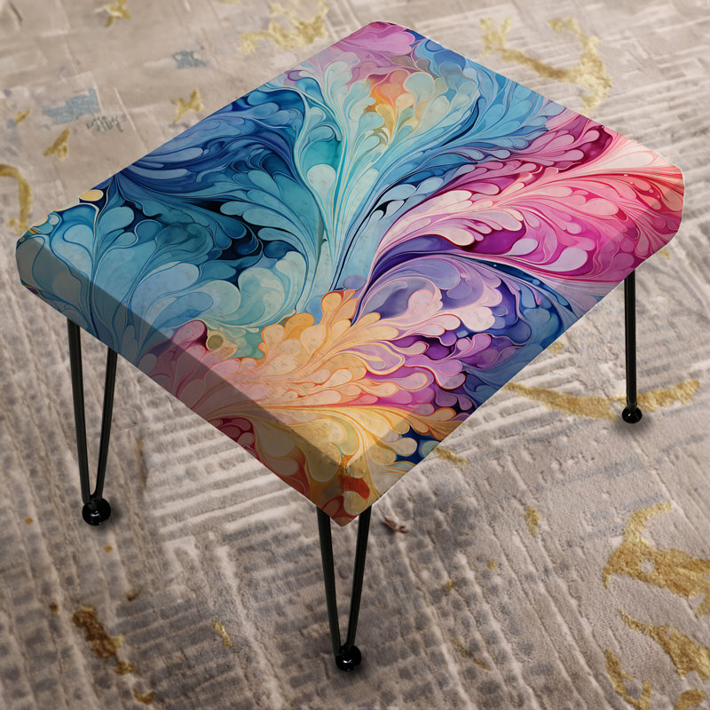 Pink And Blue Reverie Marble - Marble Rectangle Ottoman