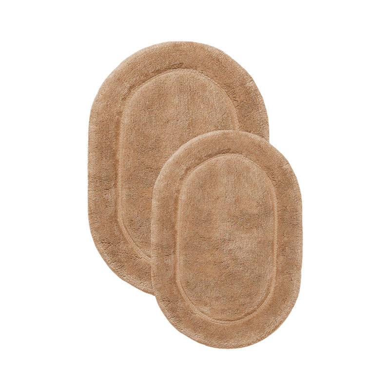 Ensemble de tapis de salle de bain 2 pièces Sandcliff, Brun clair ovale