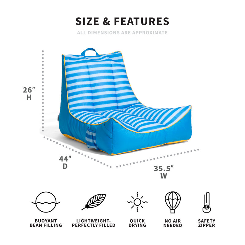 Dark Blue Zag Stripe Captain's Pool Float Chair