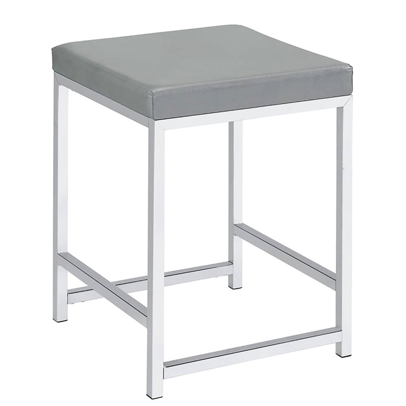Tabouret de coiffeuse moderne rembourré de mousse de couleur grise avec un design carré, Gris clair