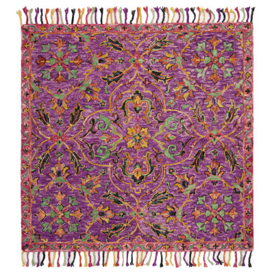Ferrera Hand-Knotted Wool Purple Area Rug