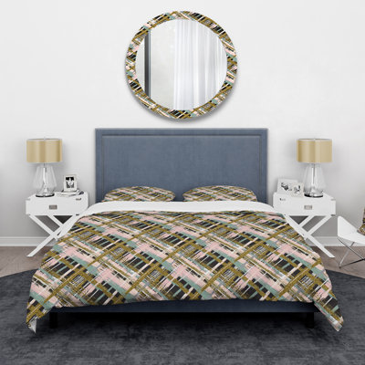 Ensemble de housse de couette moderne Quiera - bleu, rose et paillettes III - microfibre de polyester