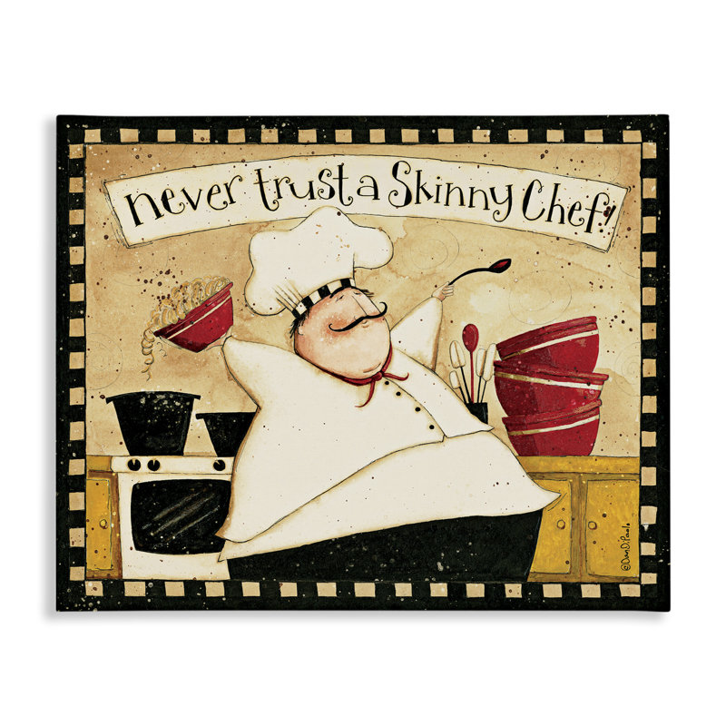 «Never Trust a Skinny Chef with Happy Cook L'expression» par Dan DiPaolo - impression d'art graphique, H 16 po x l 20 po