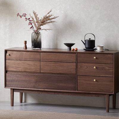 Black Walnut Color Solid Wood Accent Cabinet
