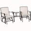 Fauteuils à bascule d'extérieur avec table basse, balançoire à bascule 2 places pour terrasse et jardin, beige