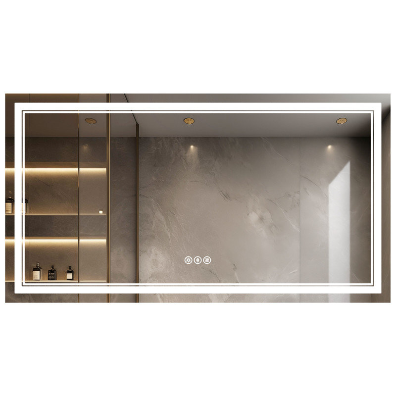 Harana Front and Back Lighting Dimmable Anti-Fog Bathroom/Vanity Mirror with Tempered Glass, 30" x 55"